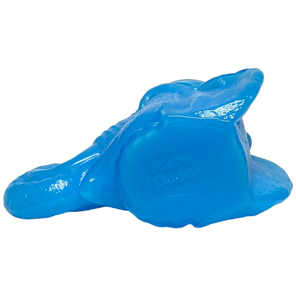 Elephant Head Toothpick Holder Boyd Art Glass 1999 Peacock Blue Ring Jewelry - Picture 11 of 13